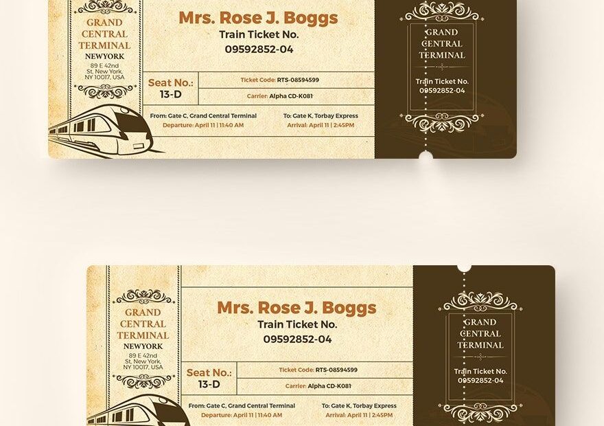 Vintage Train Ticket Template In Word Pages Publisher Illustrator PSD Download Template