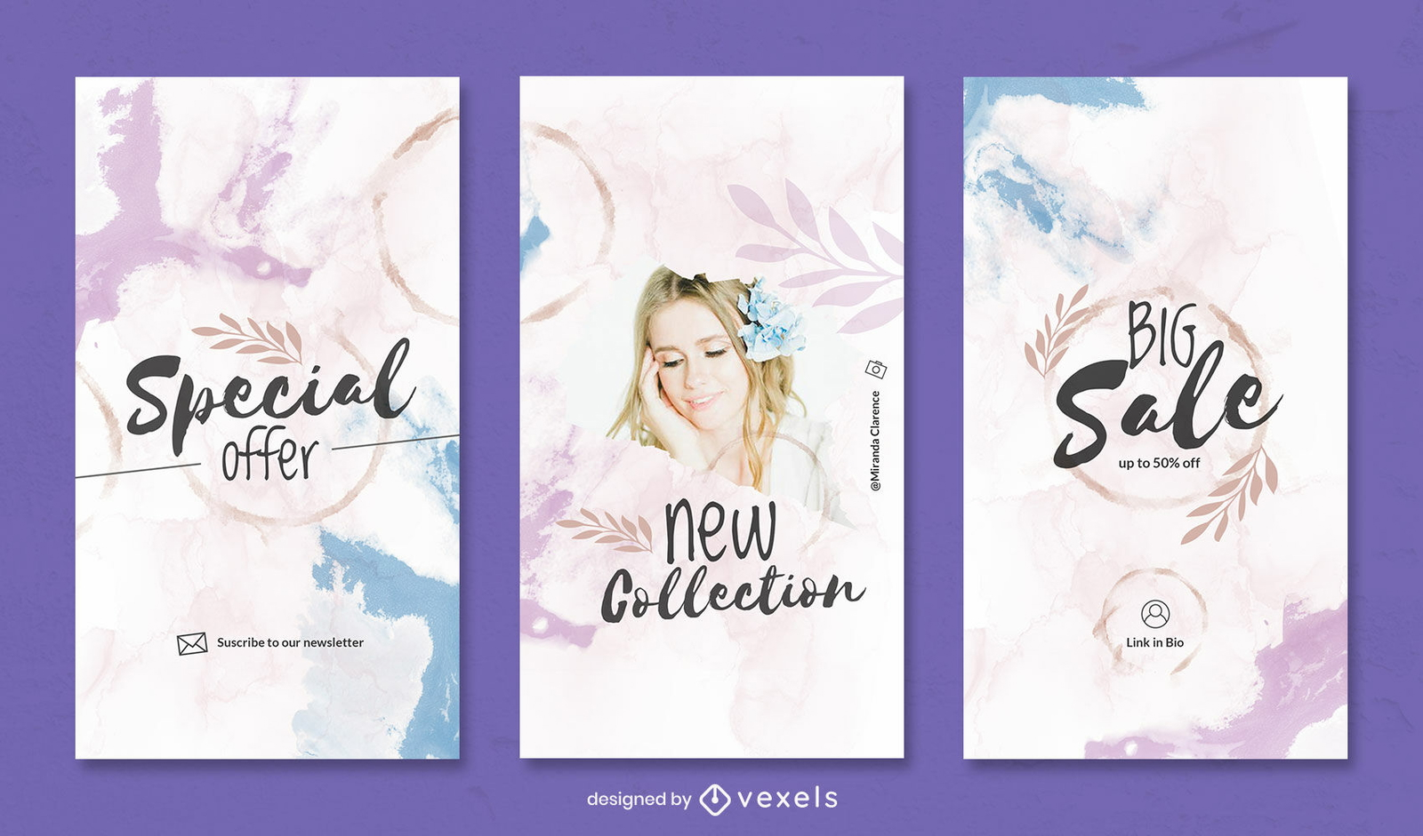 Watercolor And Leaves Instagram Story Template PSD Editable Template