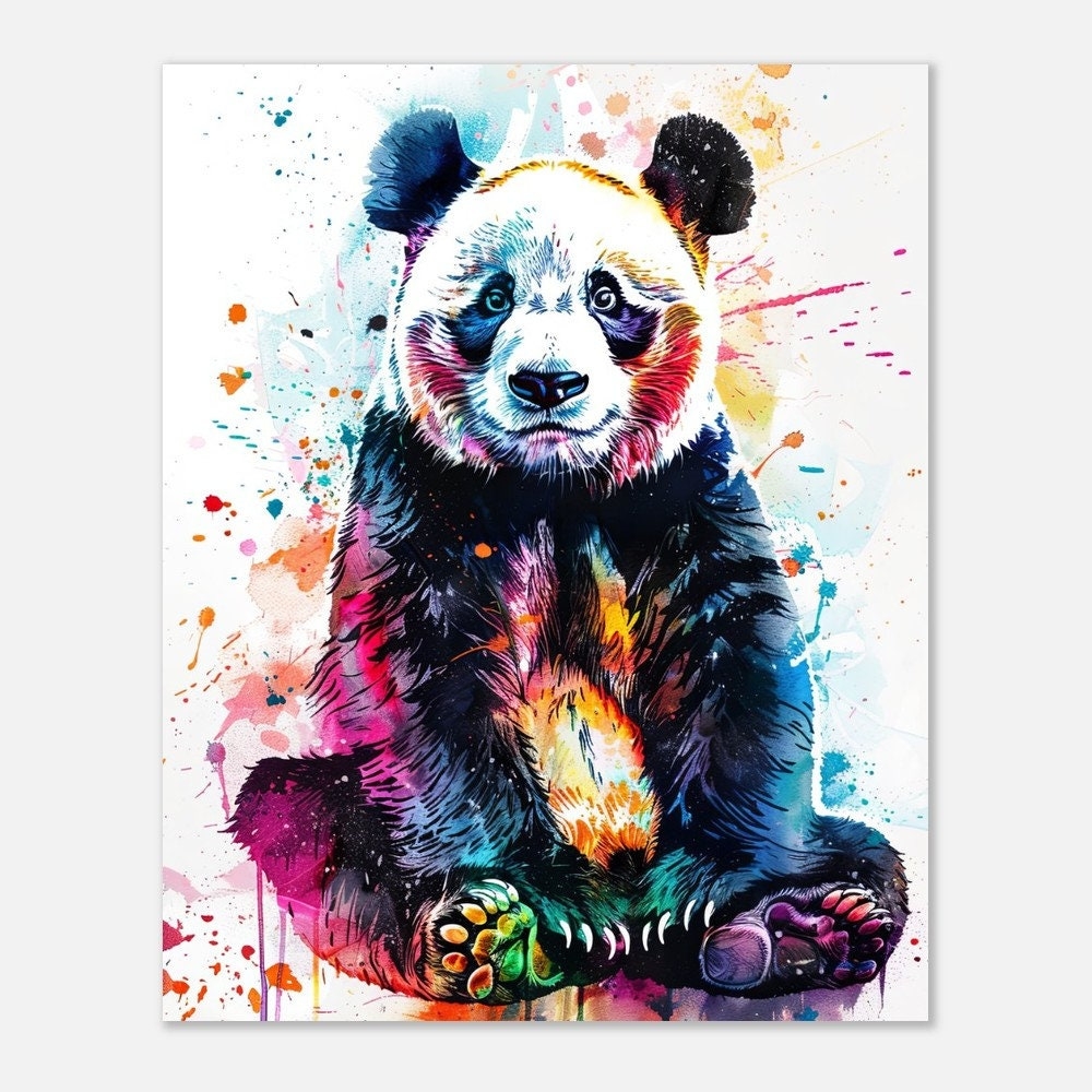 Watercolor Panda Nursery Art Colorful Panda Print Animal Wall Art For Kids Room Pop Art Panda Decor Etsy
