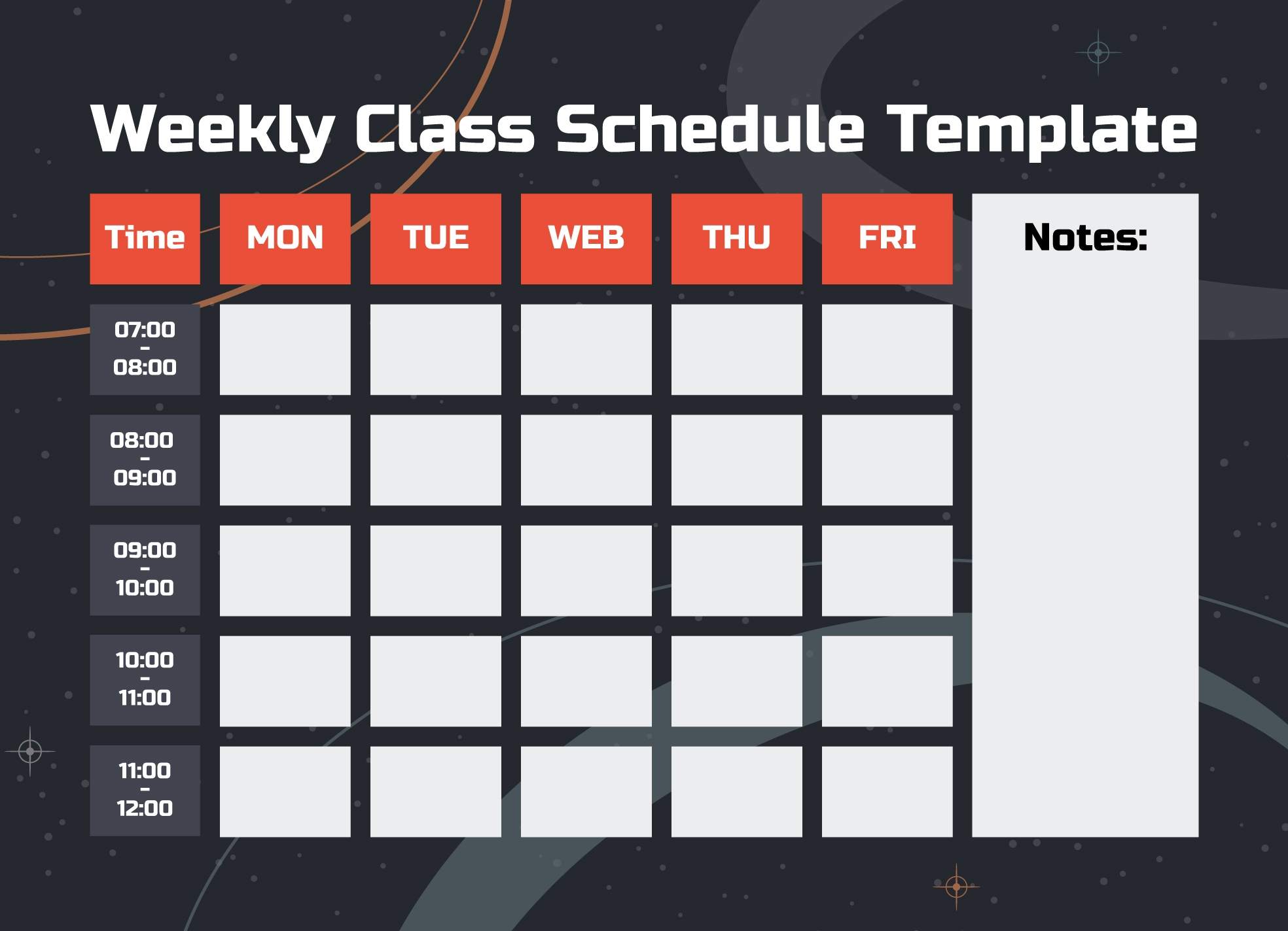 weekly class schedule template