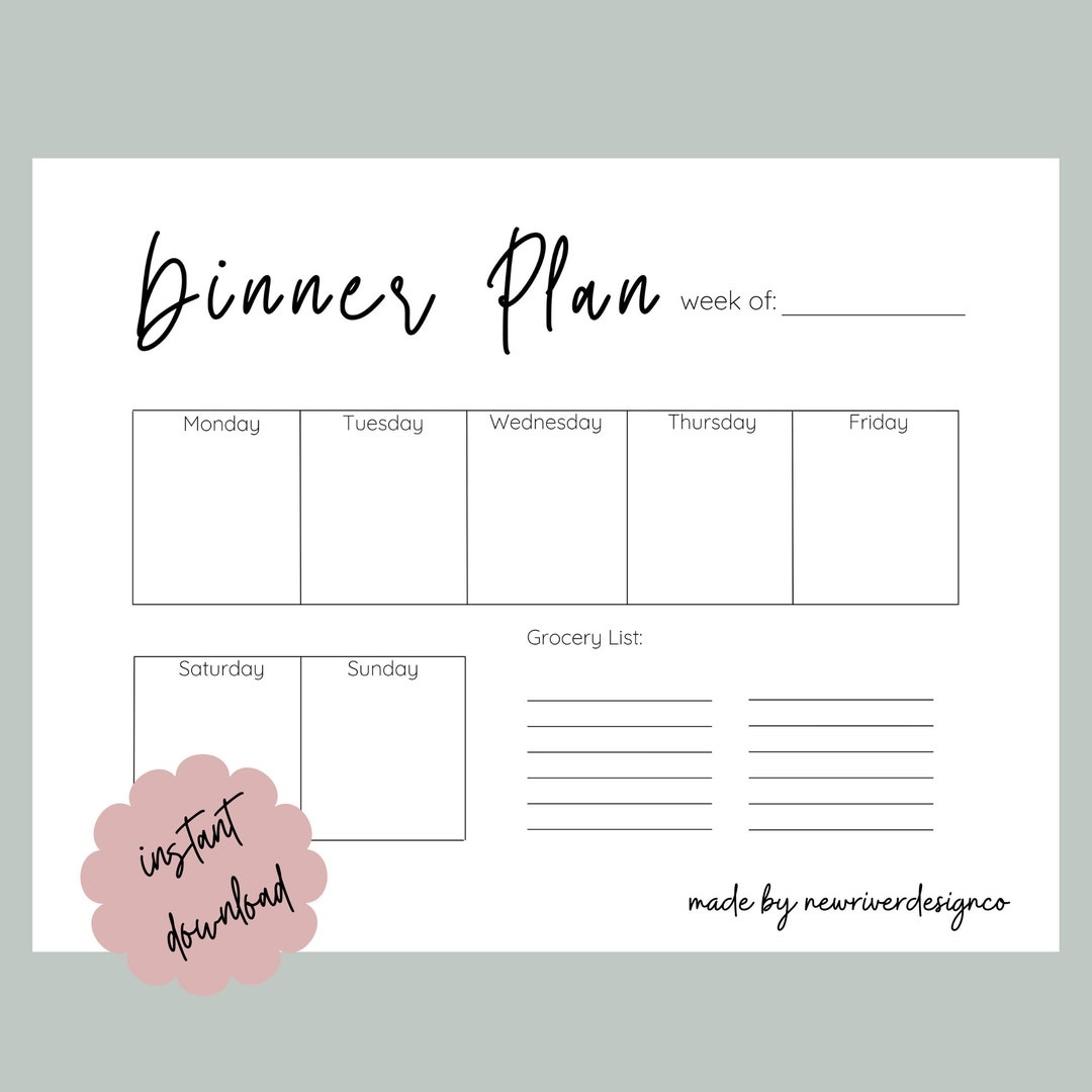 dinner plan template