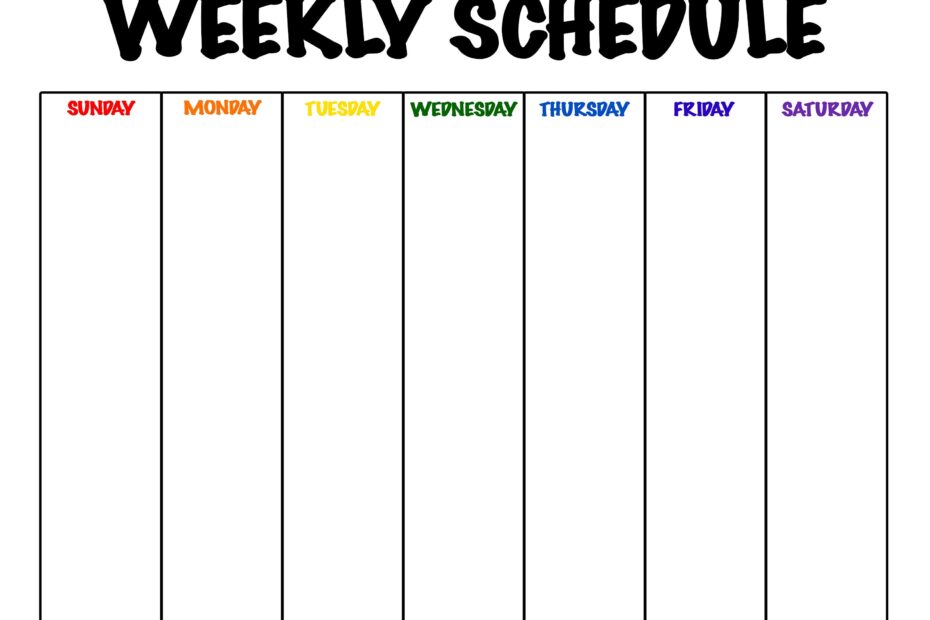 Weekly Schedule Sunday Saturday PRINTABLE Homeschool Weekly Planner Weekly Planner