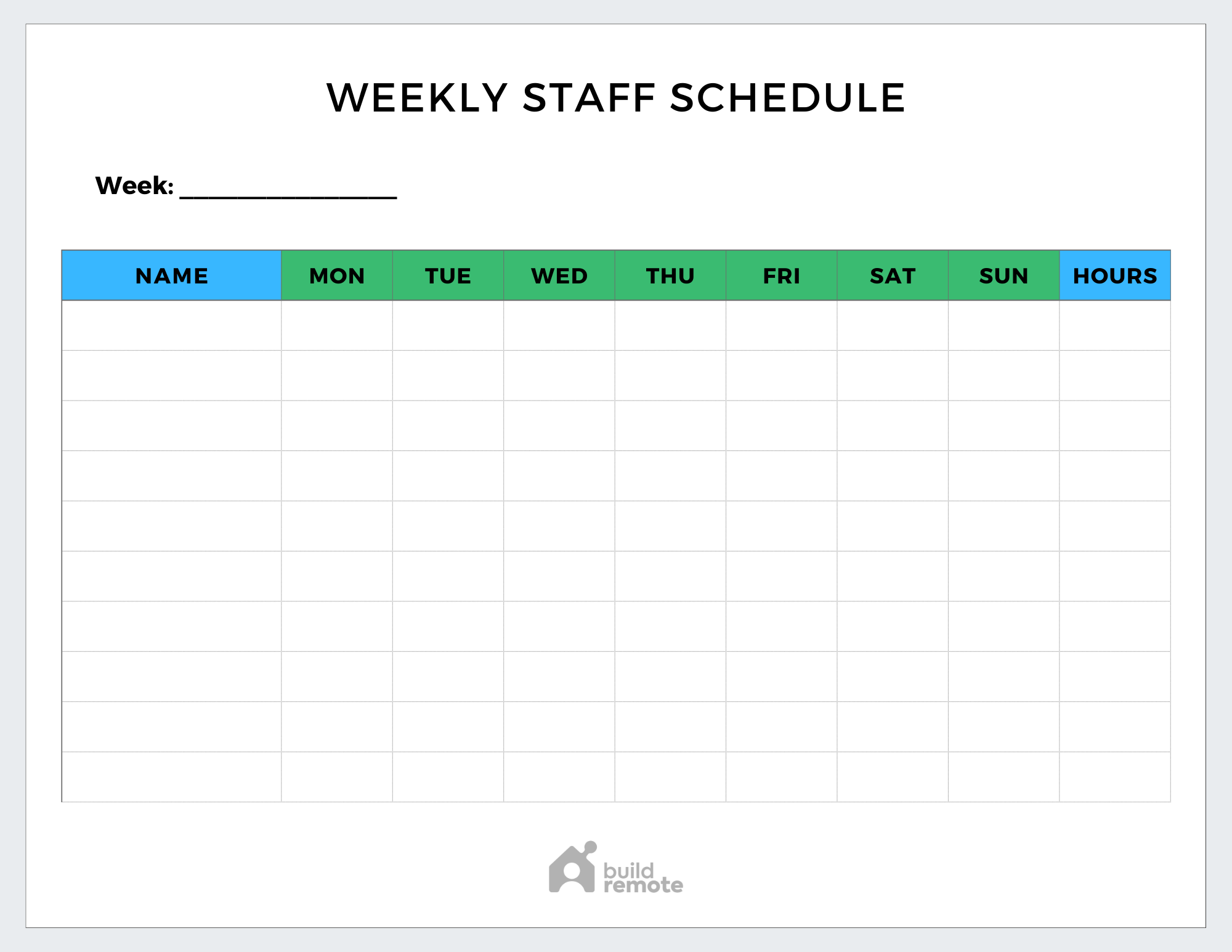 weekly schedule template for employees