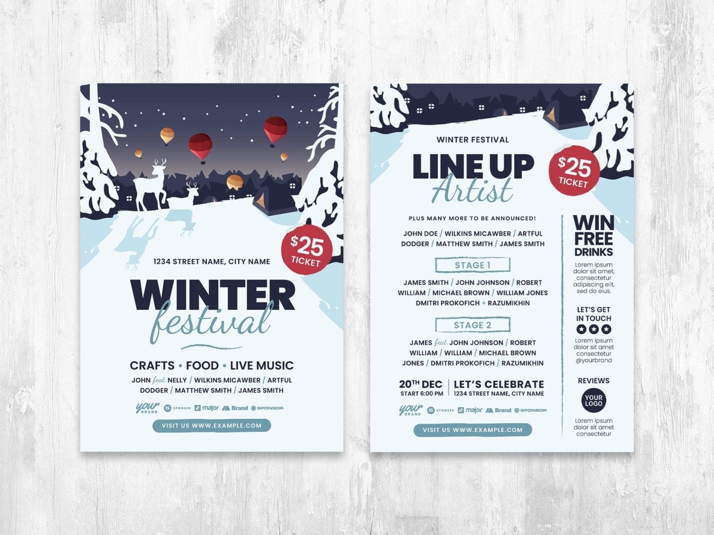Winter Event Flyer Template Adobe Illustrator Ai Vector 