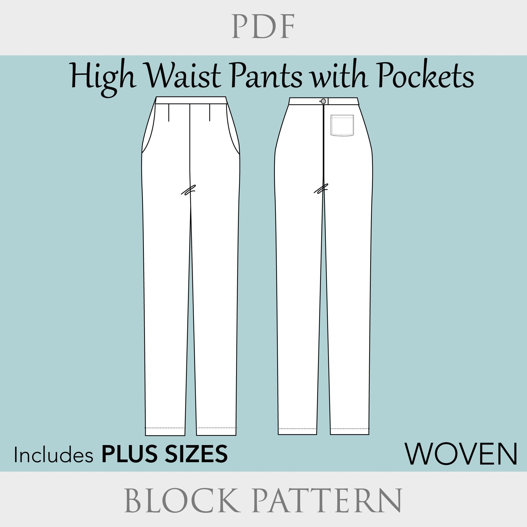 Women s Basic Pants Block PDF Sewing Pattern Sizes XS 6X 