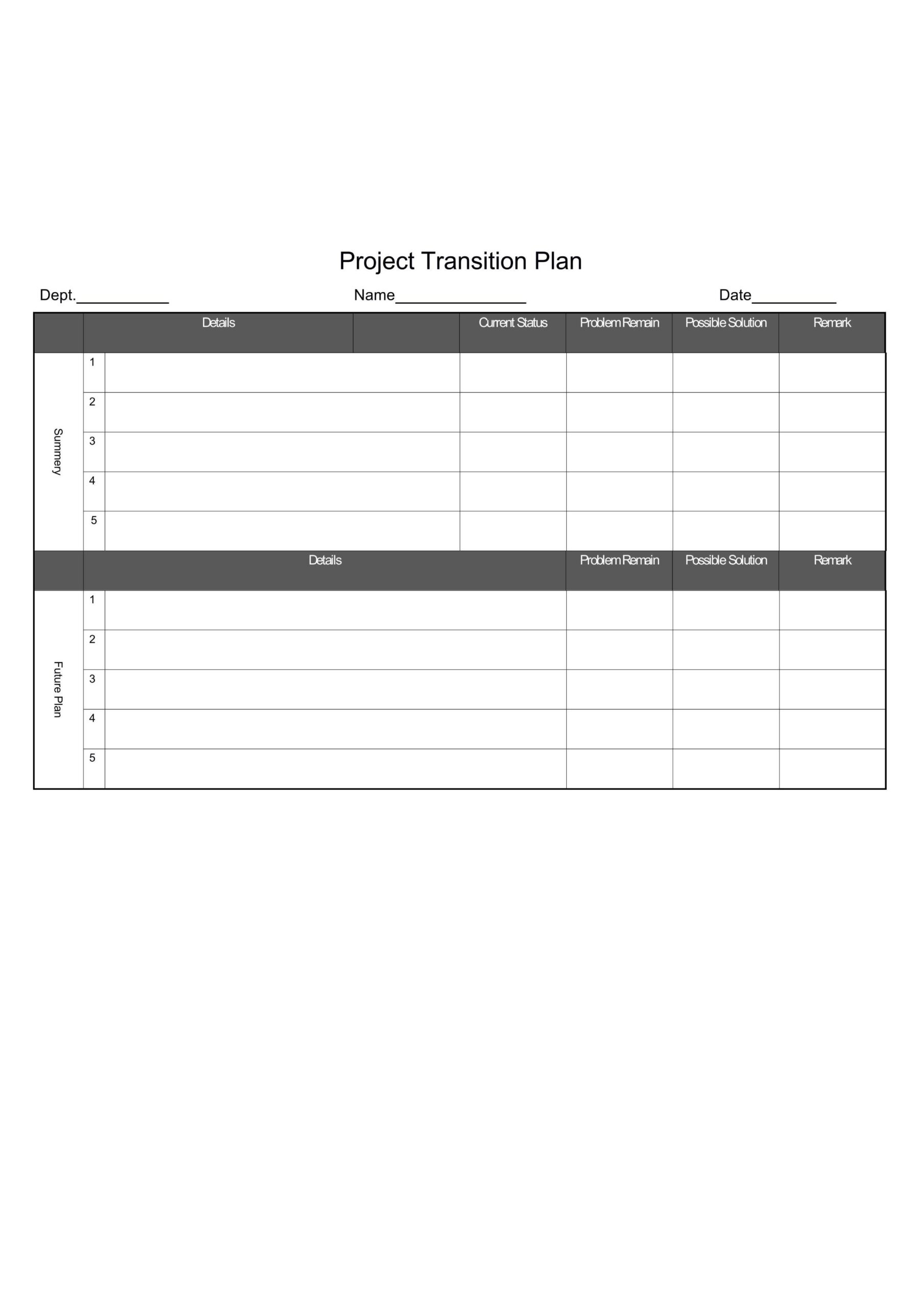 WORD Of Project Transition Plan doc WPS Free Templates