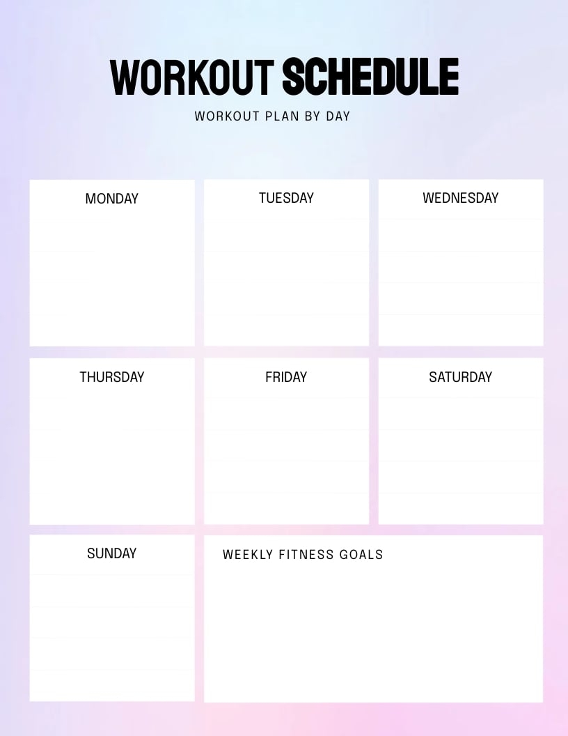 Workout Schedule Template Visme