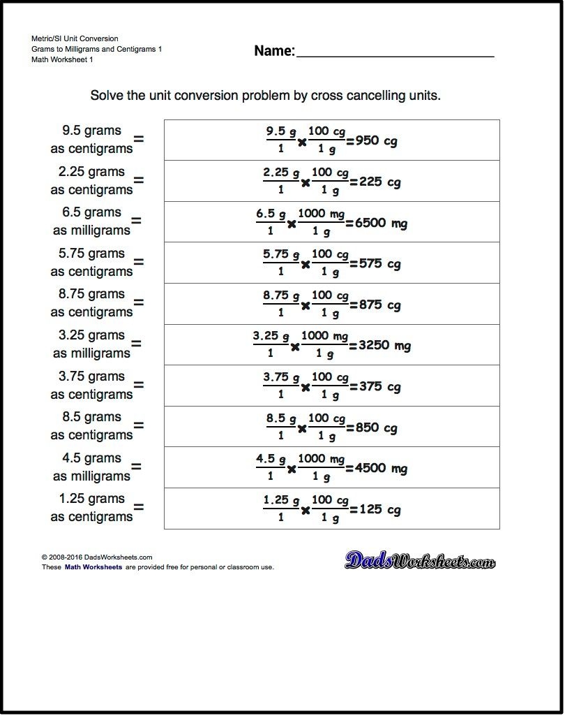 Worksheets For Metric SI Unit Conversions All With Answer Keys Worksheets Library