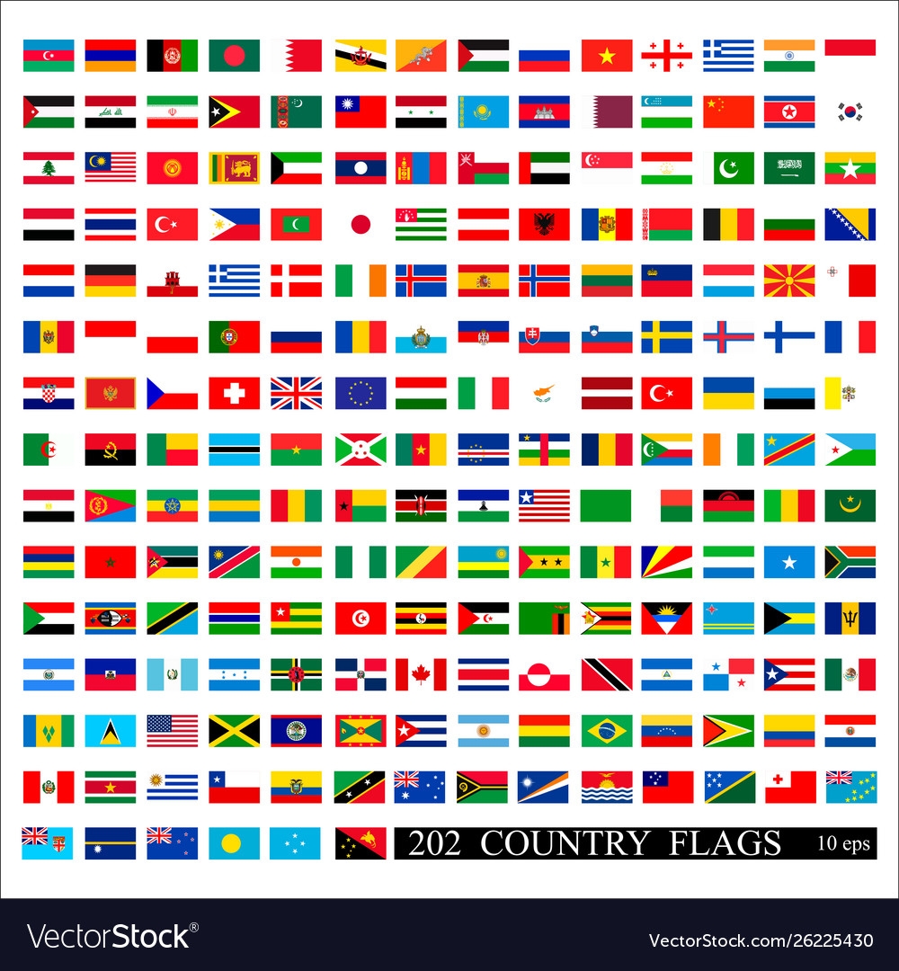 World Flags All Color Isolated Royalty Free Vector Image
