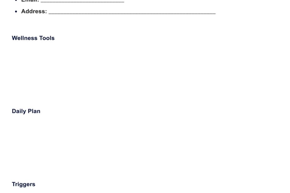 WRAP Plan Template U0026 Example Free PDF Download