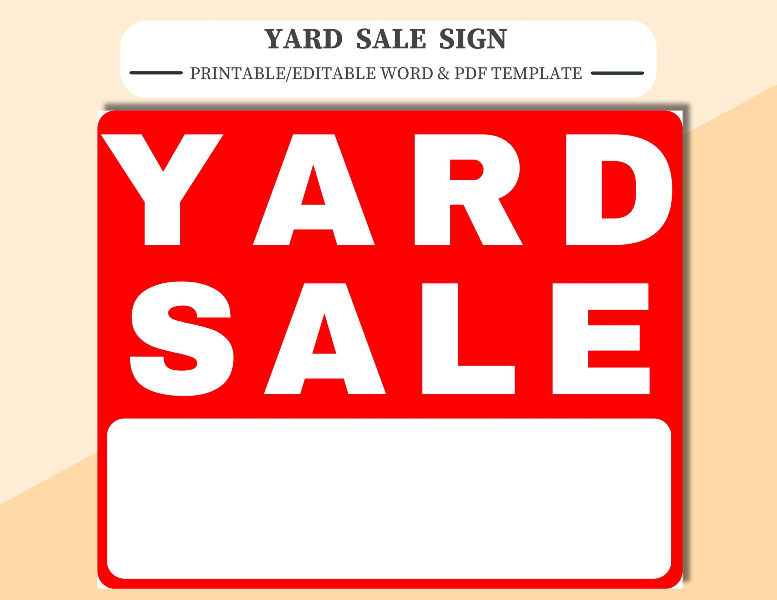 editable printable yard sale signs