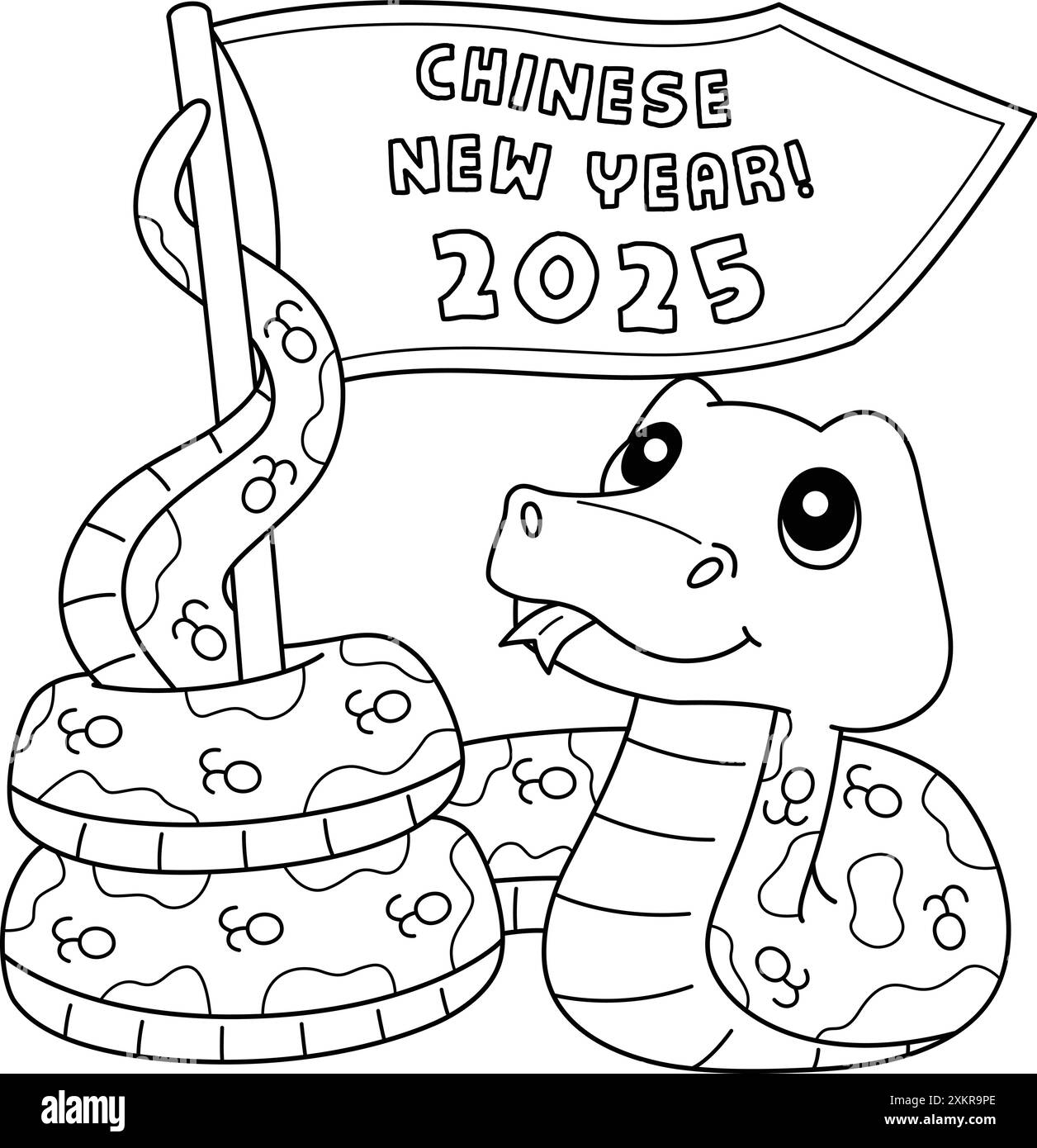 Year Of The Snake Holding A Flag Coloring Page Stock Vector Image U0026 Art Alamy