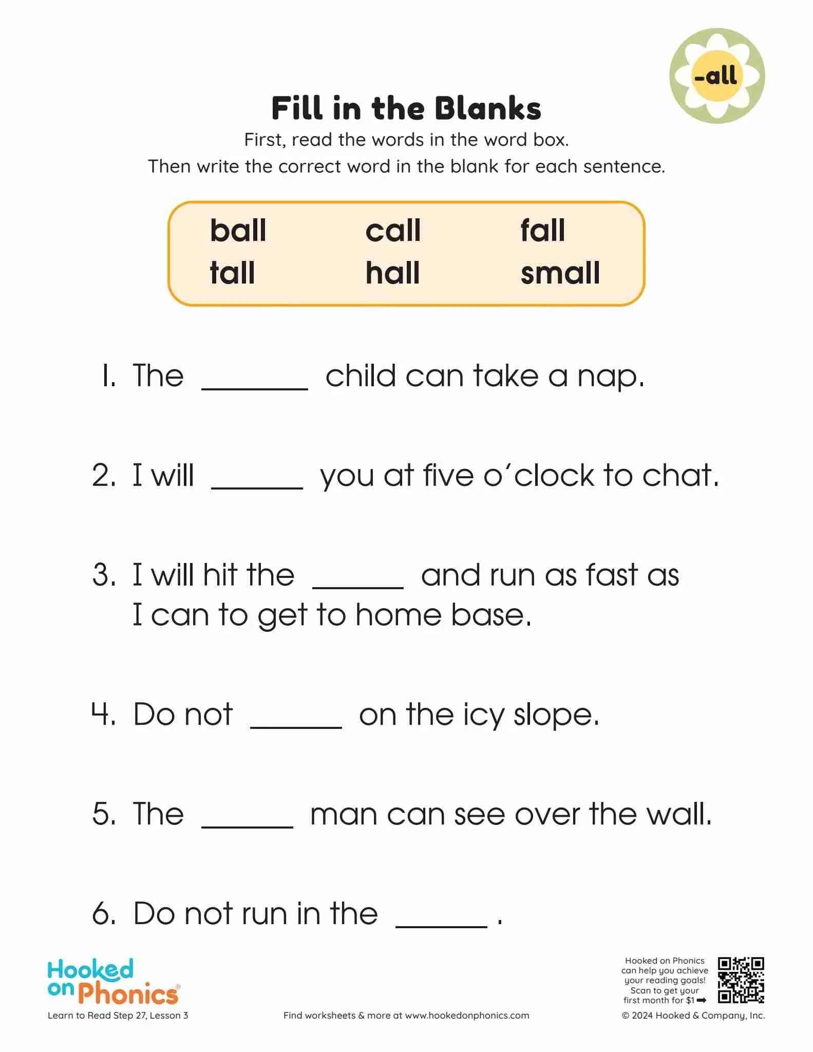 ALL Word Family Fill In The Blanks Hooked On Phonics