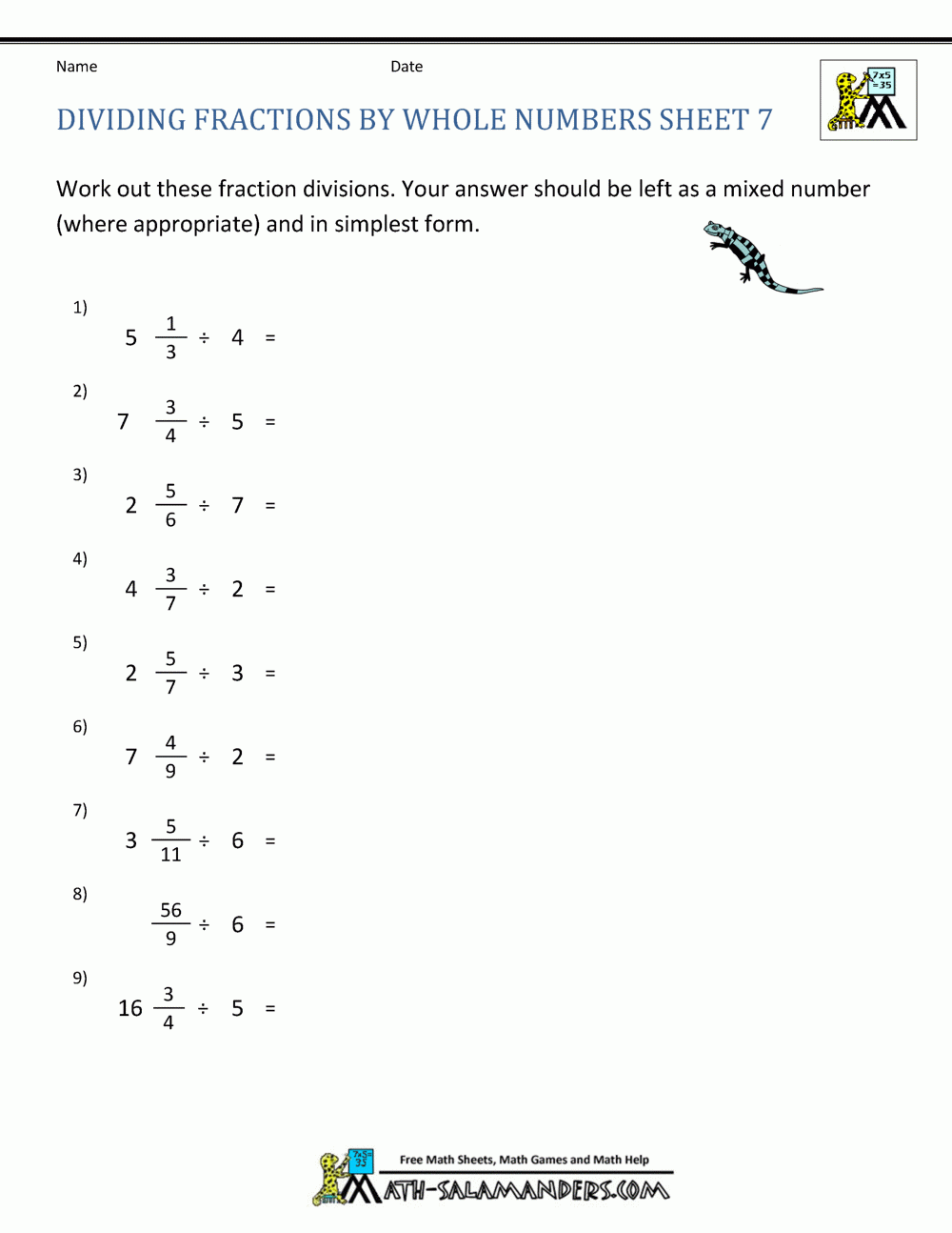 fraction division worksheet fraction division worksheet