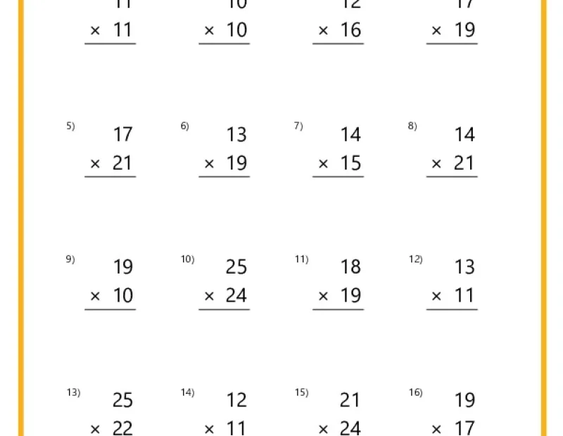 Double Digit Multiplication Worksheets
