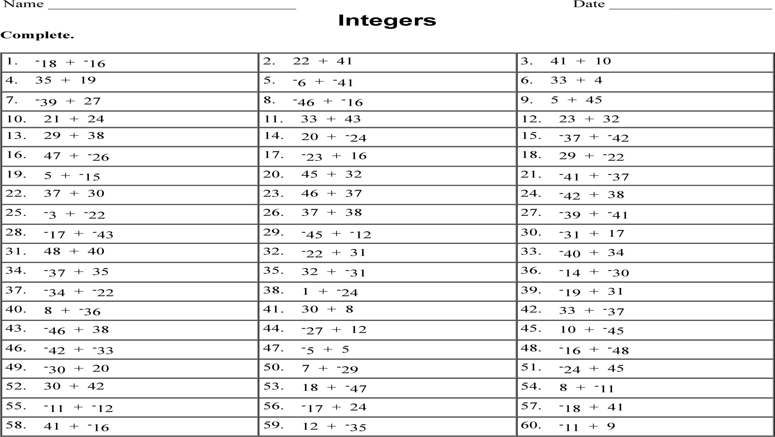 Mastering Integer Addition Adding Positive And Negative Numbers