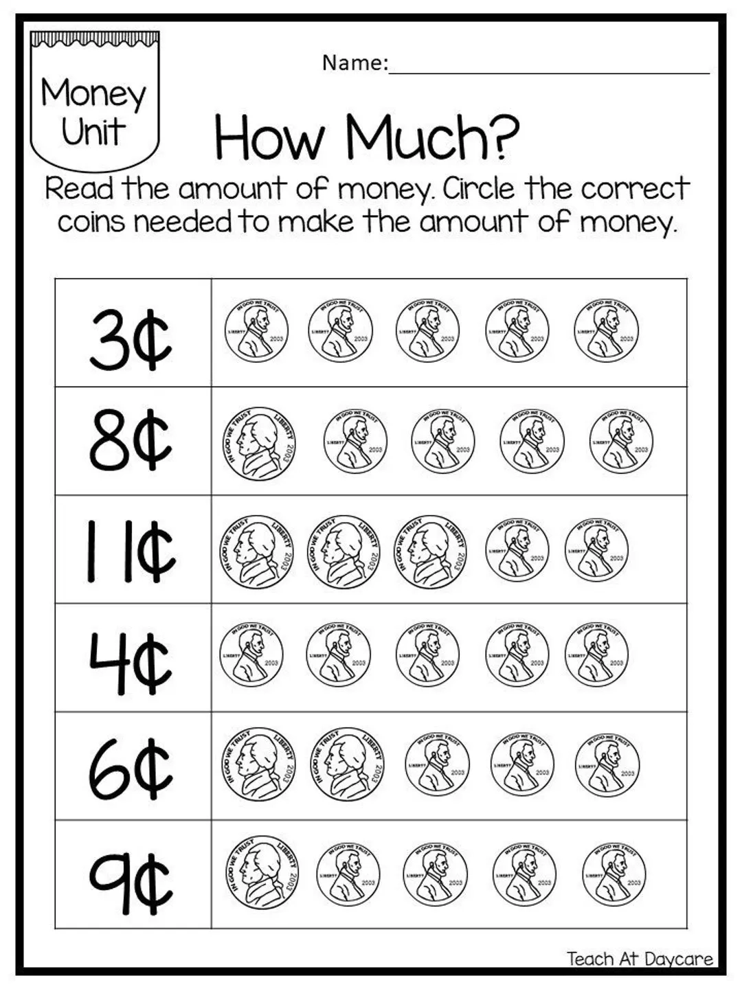 Money Worksheets For Kindergarten Printable Art Activities