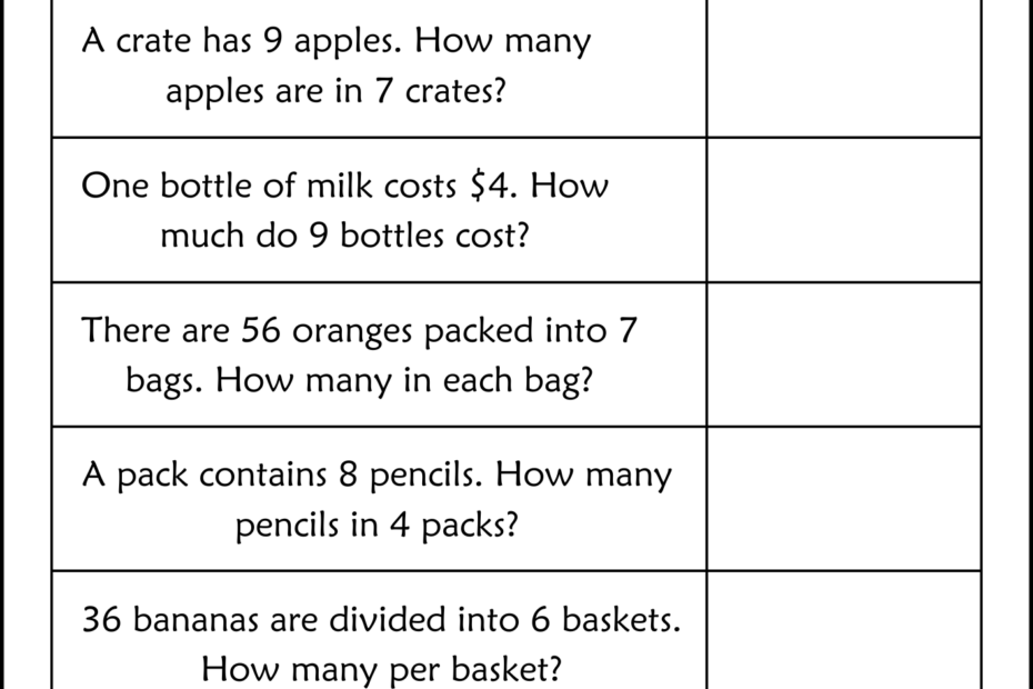 Multiplication And Division Word Problems Within 100 Worksheets For Grade 1 2 Teaching Resources