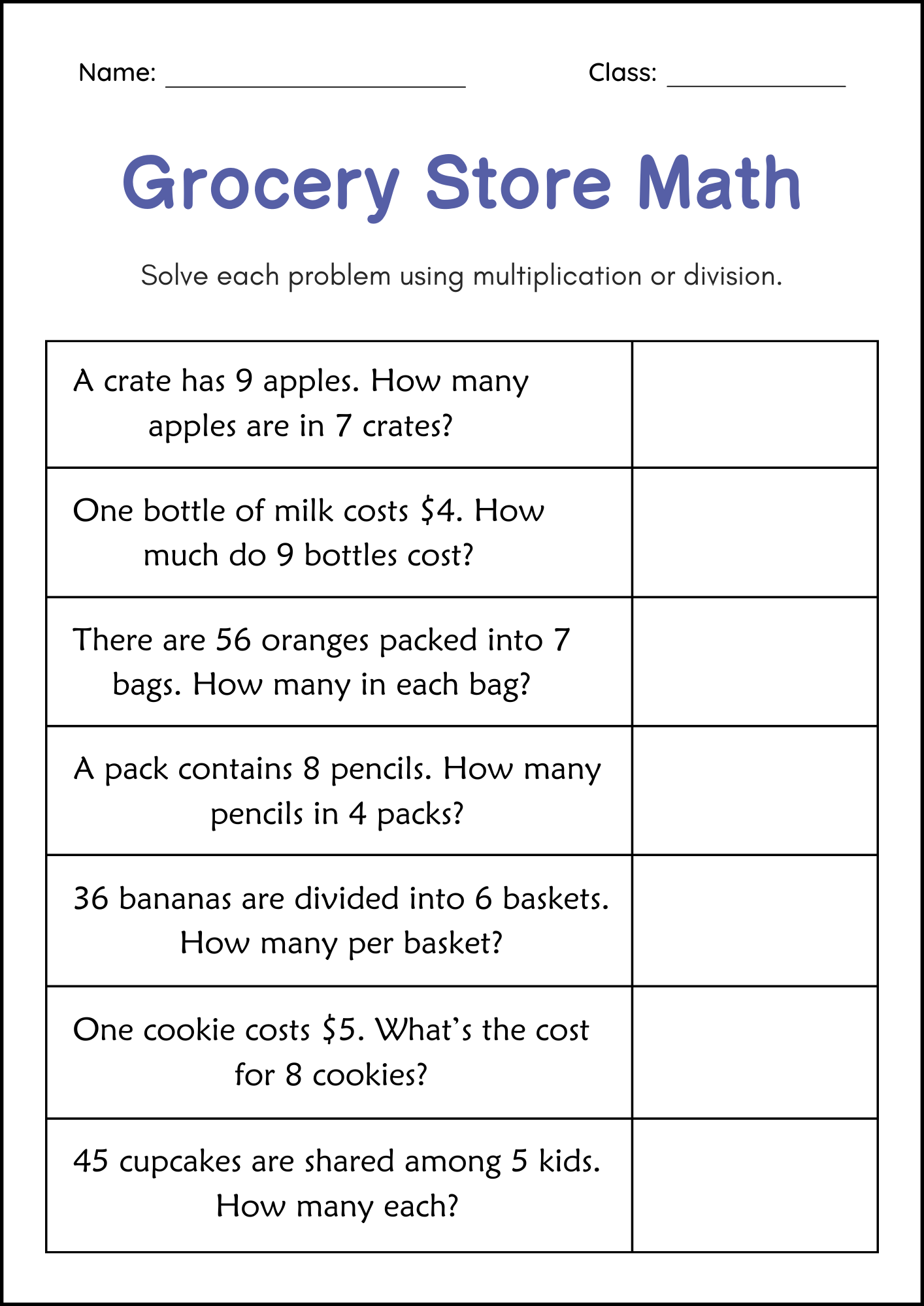 Multiplication And Division Word Problems Within 100 Worksheets For Grade 1 2 Teaching Resources