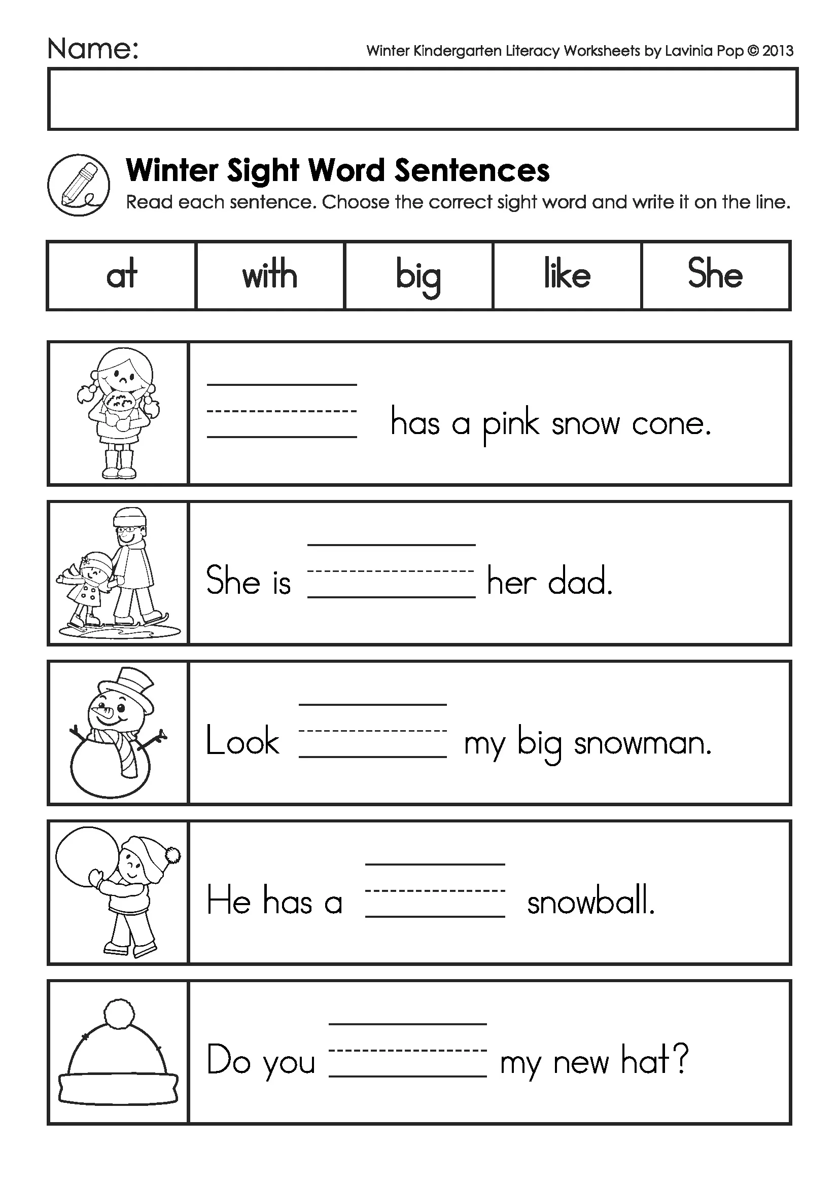 fill in the blank worksheets kindergarten